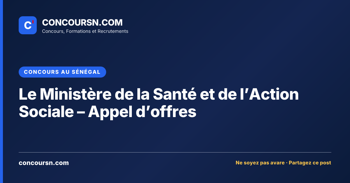 Illustration de l’article : Le Ministère de la Santé et de l’Action Sociale – Appel d’offres