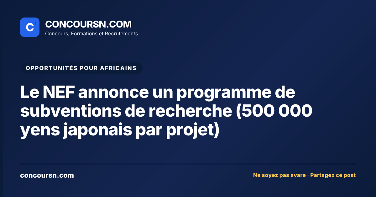 Illustration de l’article : Le NEF annonce un programme de subventions de recherche (500 000 yens japonais par projet)