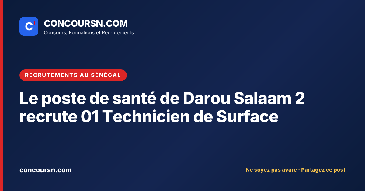 Illustration de l’article : Le poste de santé de Darou Salaam 2 recrute 01 Technicien de Surface