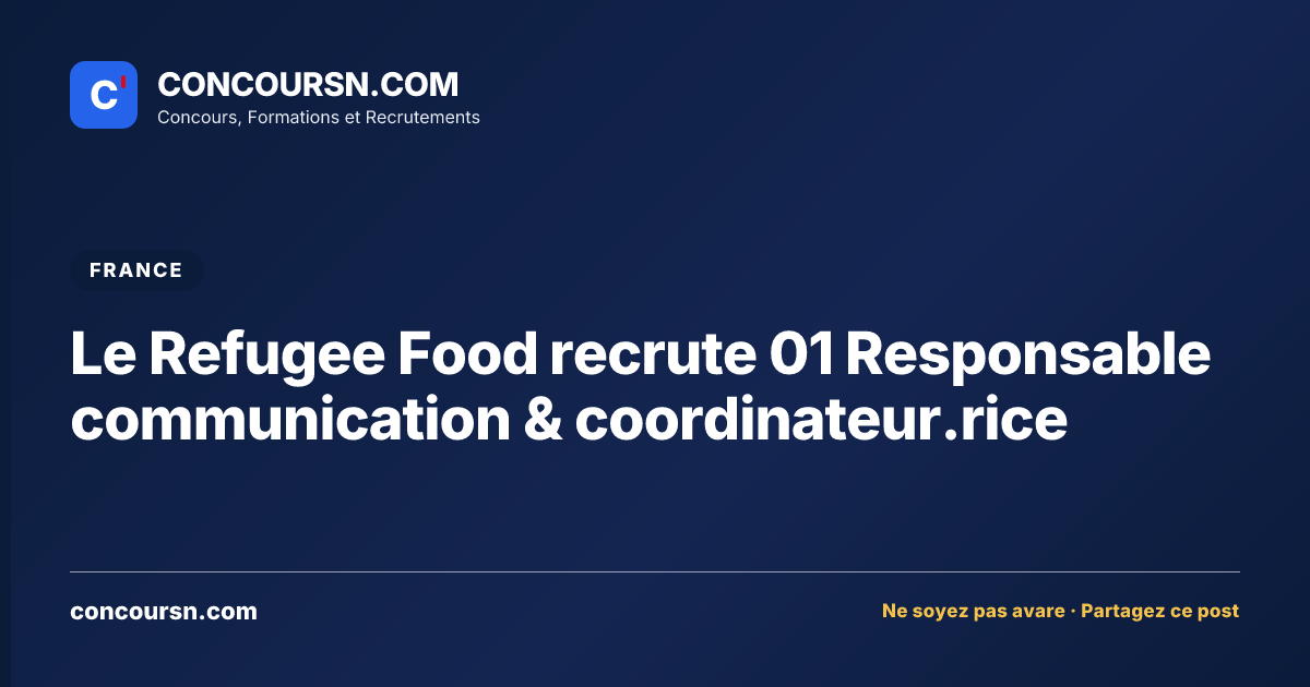 Illustration de l’article : Le Refugee Food recrute 01 Responsable communication & coordinateur.rice