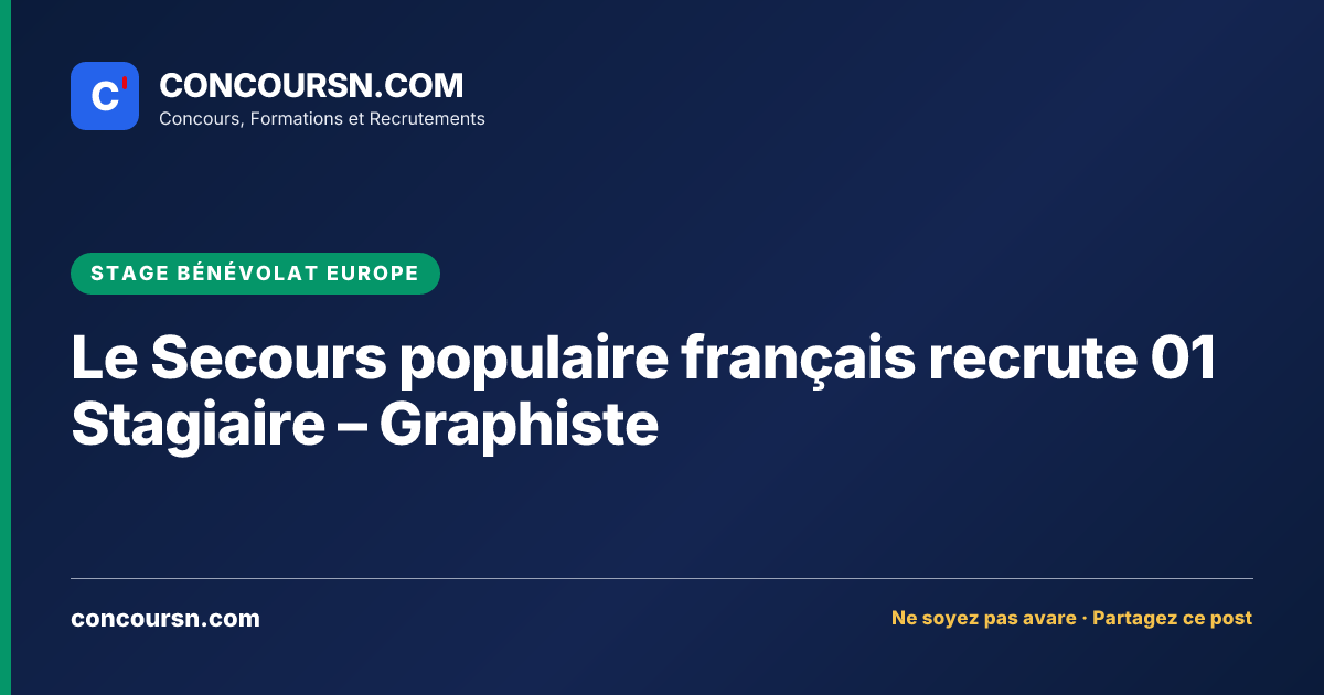 Illustration de l’article : Le Secours populaire français recrute 01 Stagiaire – Graphiste