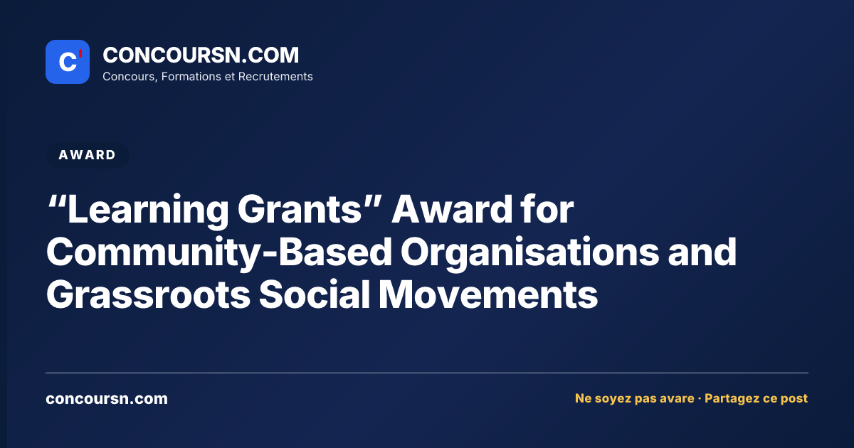 “Learning Grants” Award for Community-Based Organisations and Grassroots Social Movements