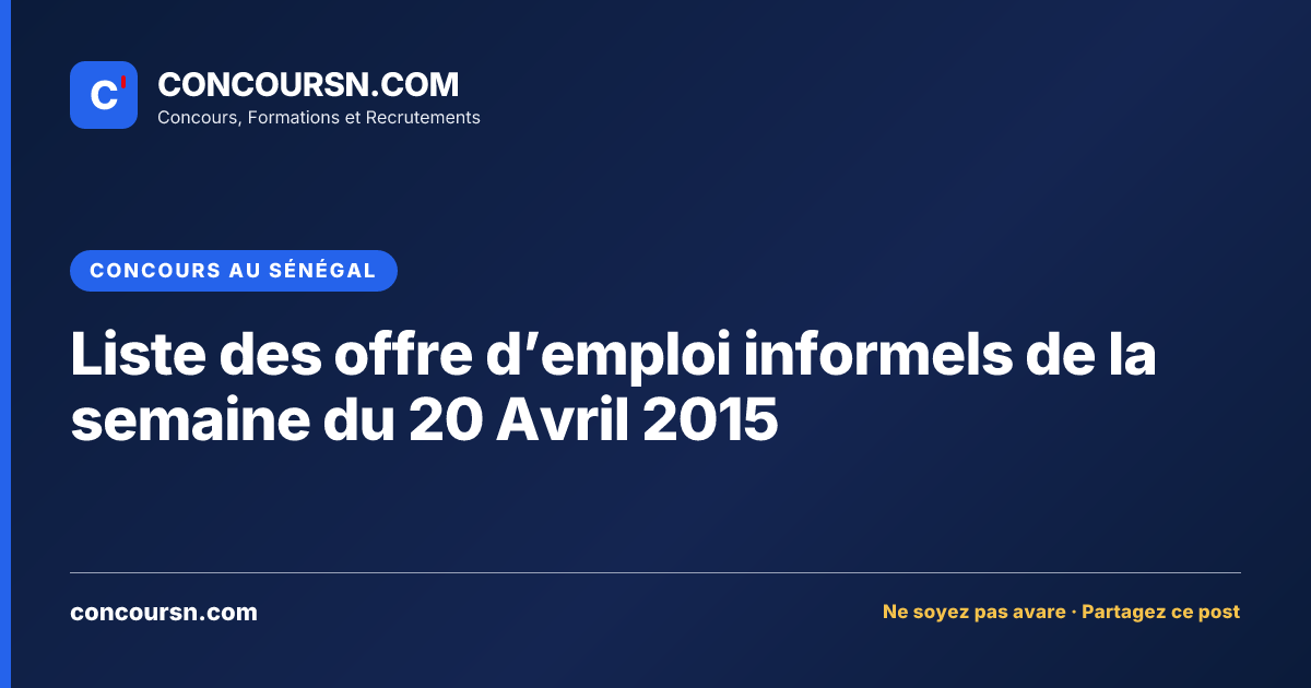 Illustration de l’article : Liste des offre d’emploi informels de la semaine du 20 Avril 2015
