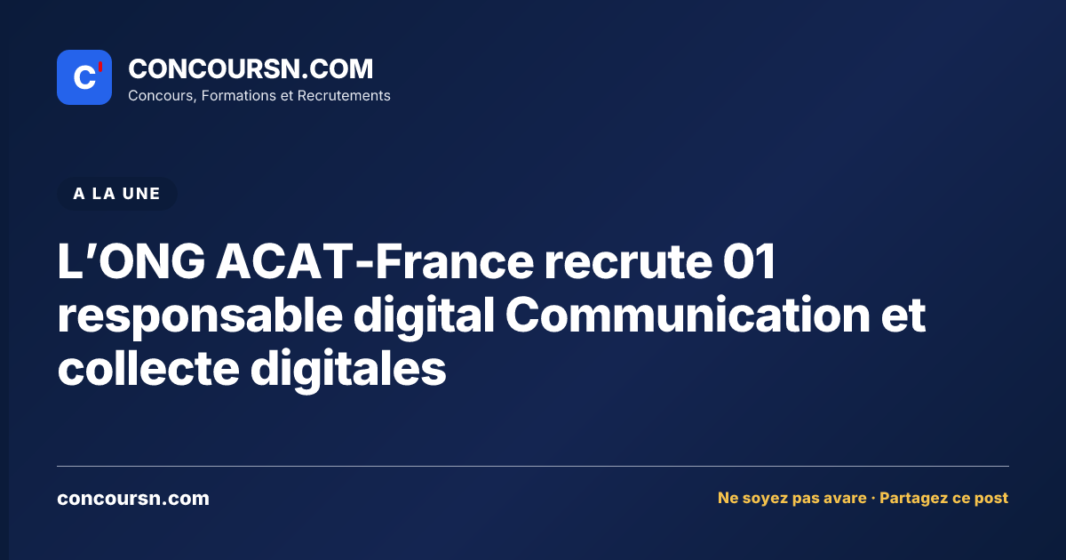 Illustration de l’article : L’ONG ACAT-France recrute 01 responsable digital Communication et collecte digitales