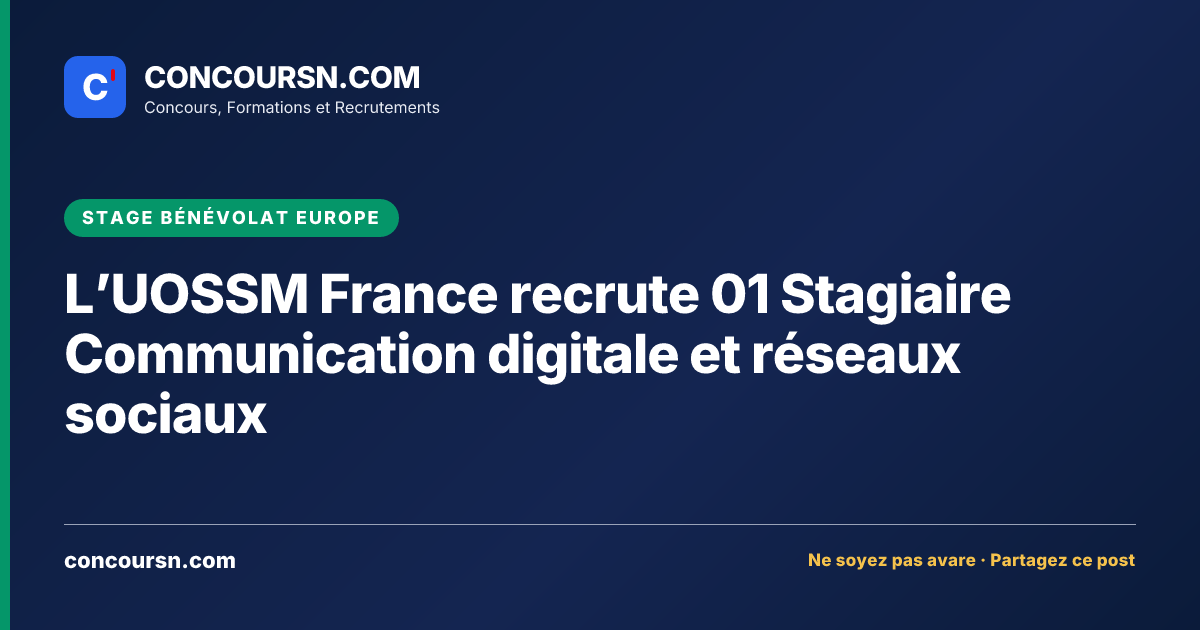 Illustration de l’article : L’UOSSM France recrute 01 Stagiaire Communication digitale et réseaux sociaux