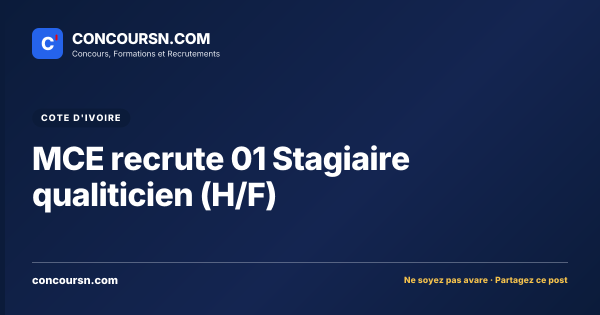 Illustration de l’article : MCE recrute 01 Stagiaire qualiticien (H/F)