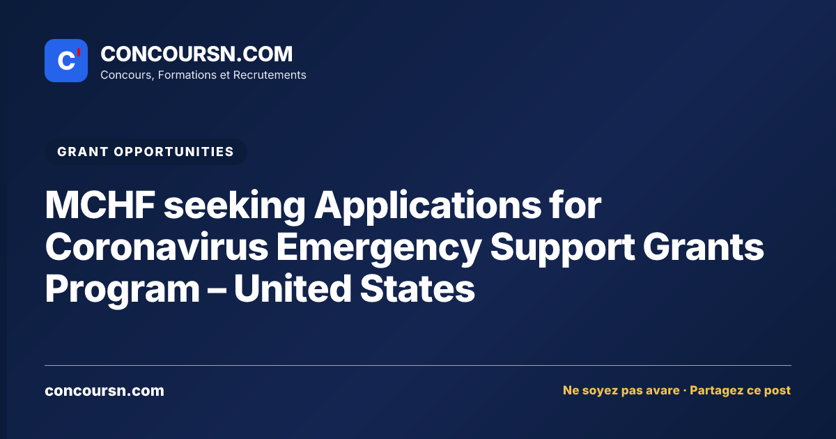 Illustration de l’article : MCHF seeking Applications for Coronavirus Emergency Support Grants Program – United States