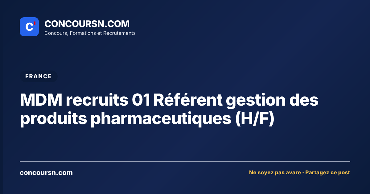 Illustration de l’article : MDM recruits 01 Référent gestion des produits pharmaceutiques (H/F)