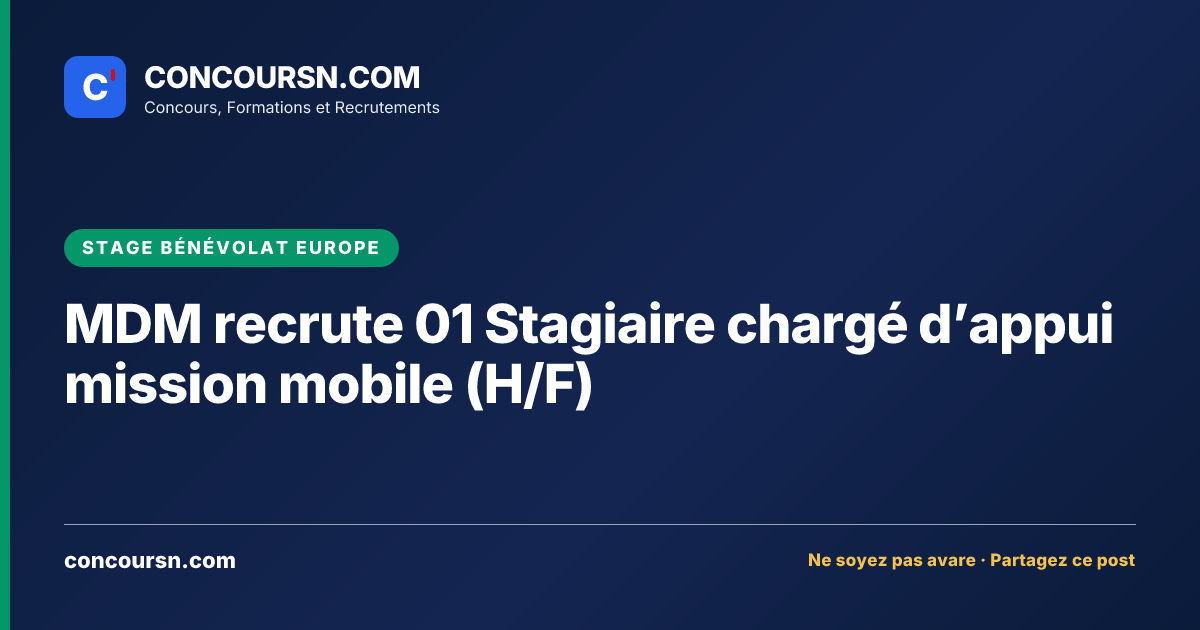 Illustration de l’article : MDM recrute 01 Stagiaire chargé d’appui mission mobile (H/F)