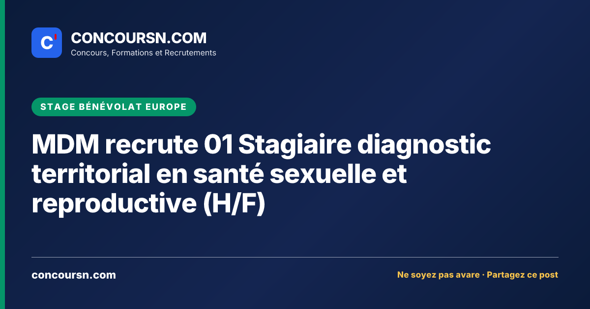 Illustration de l’article : MDM recrute 01 Stagiaire diagnostic territorial en santé sexuelle et reproductive (H/F)