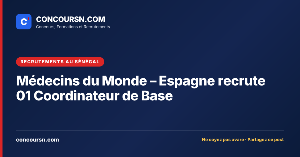 Illustration de l’article : Médecins du Monde – Espagne recrute 01 Coordinateur de Base