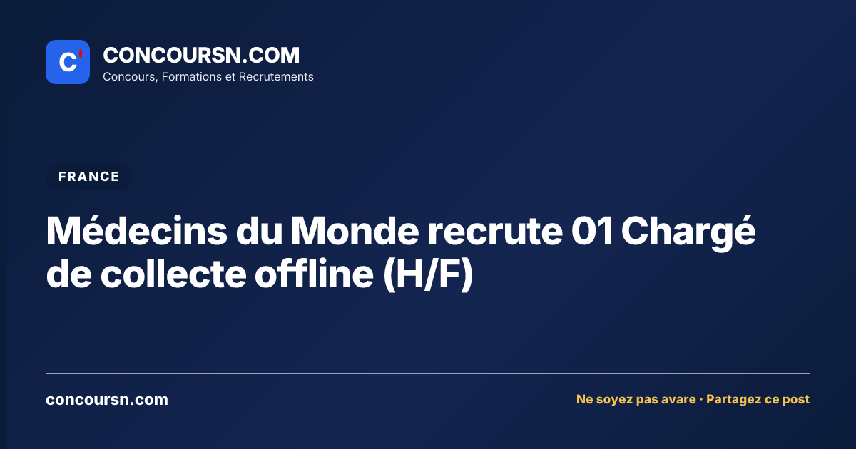 Illustration de l’article : Médecins du Monde recrute 01 Chargé de collecte offline (H/F)