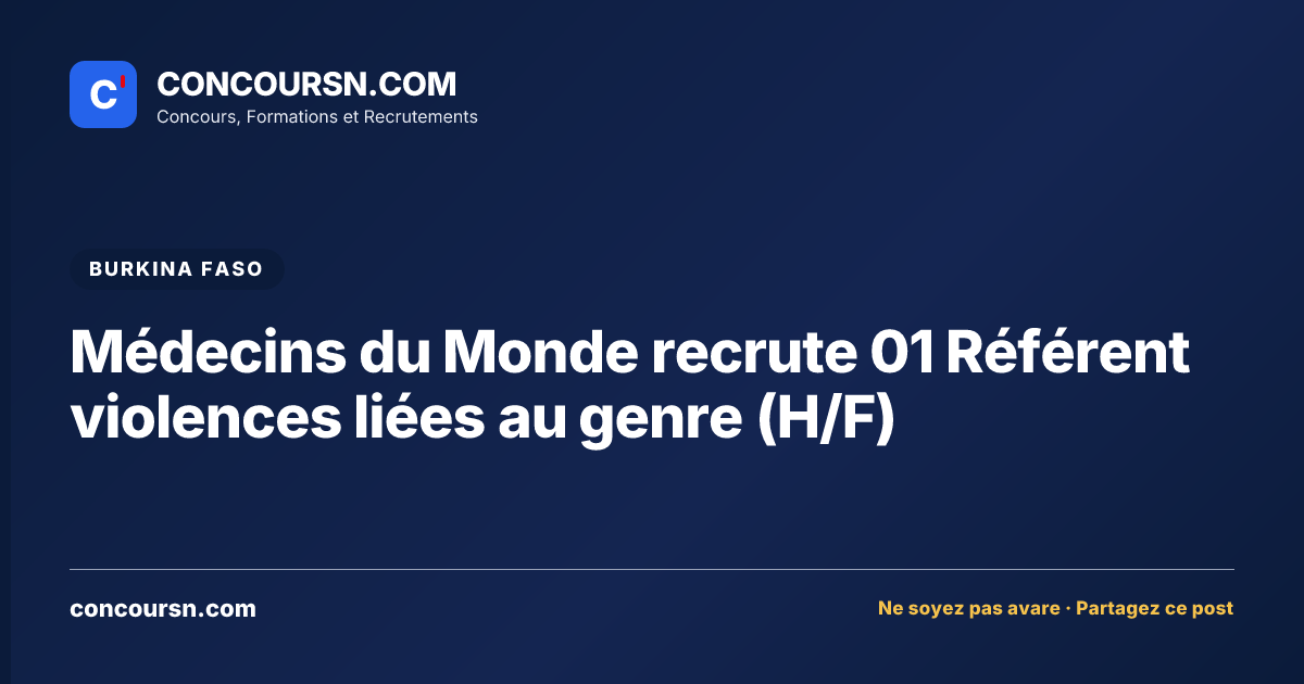 Illustration de l’article : Médecins du Monde recrute 01 Référent violences liées au genre (H/F)