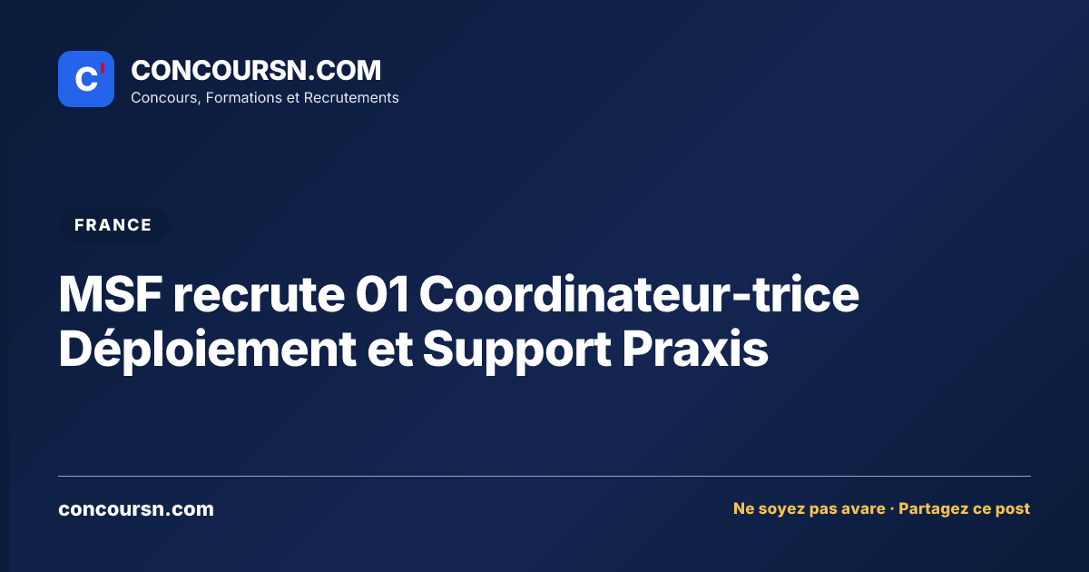 Illustration de l’article : MSF recrute 01 Coordinateur-trice Déploiement et Support Praxis