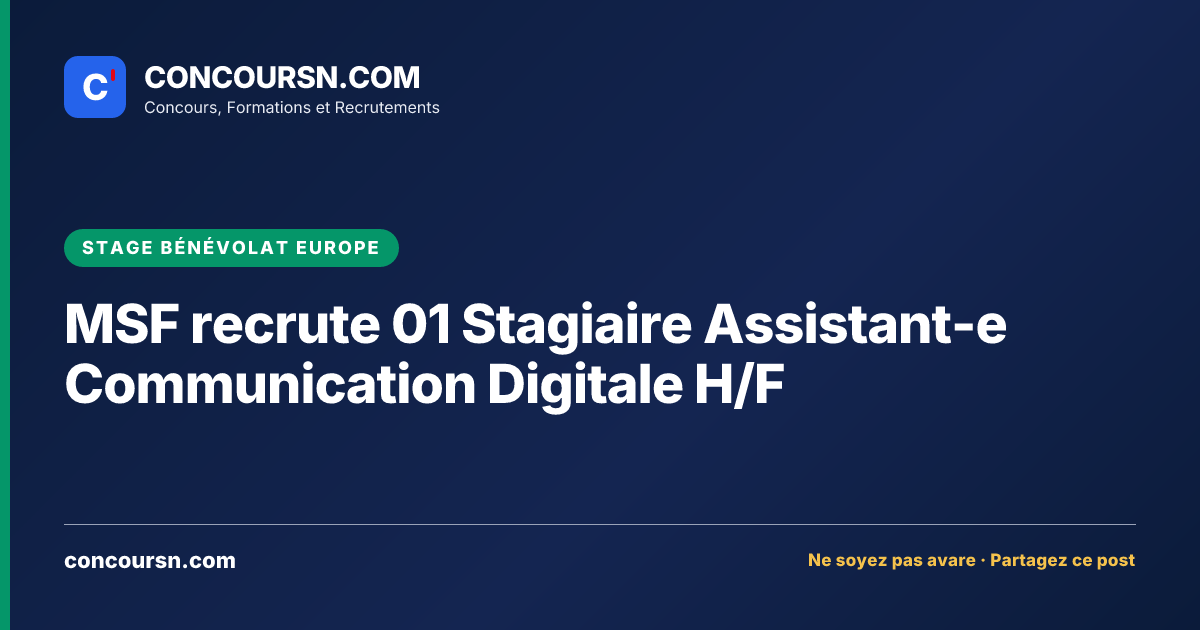 Illustration de l’article : MSF recrute 01 Stagiaire Assistant-e Communication Digitale H/F