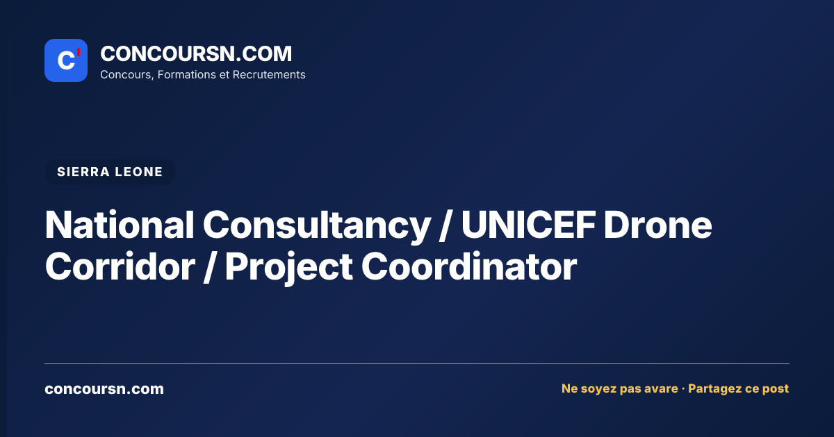 Illustration de l’article : National Consultancy / UNICEF Drone Corridor / Project Coordinator