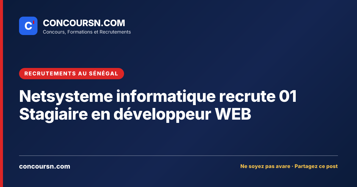Illustration de l’article : Netsysteme informatique recrute 01 Stagiaire en développeur WEB