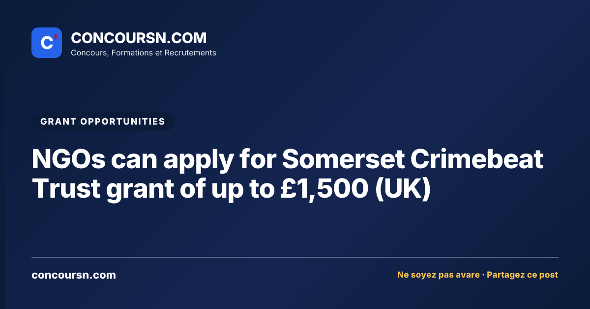 Illustration de l’article : NGOs can apply for Somerset Crimebeat Trust grant of up to £1,500 (UK)