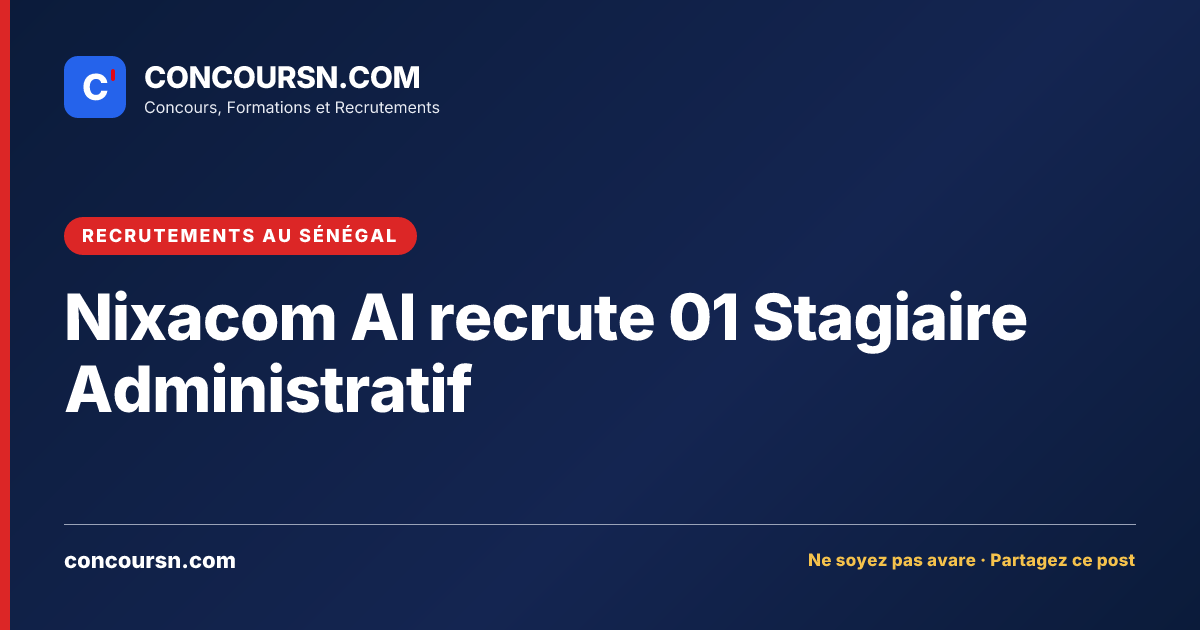 Illustration de l’article : Nixacom AI recrute 01 Stagiaire Administratif