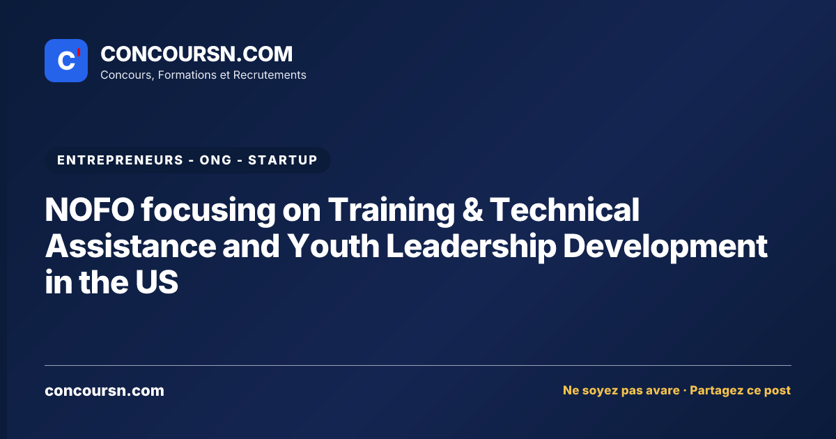 Illustration de l’article : NOFO focusing on Training & Technical Assistance and Youth Leadership Development in the US