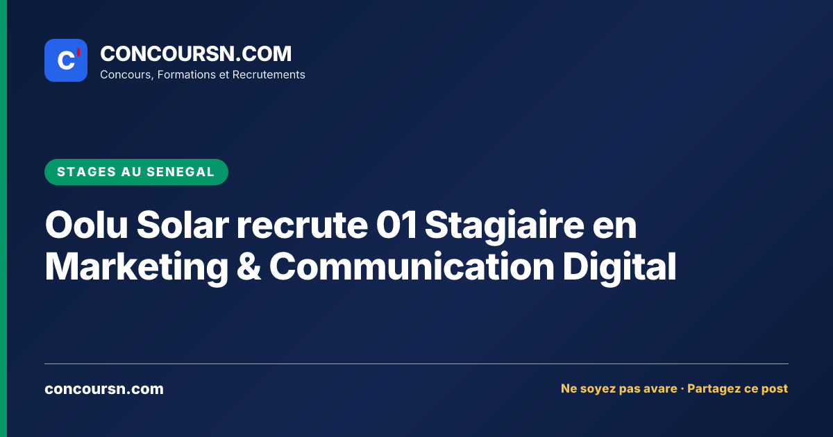 Illustration de l’article : Oolu Solar recrute 01 Stagiaire en Marketing & Communication Digital