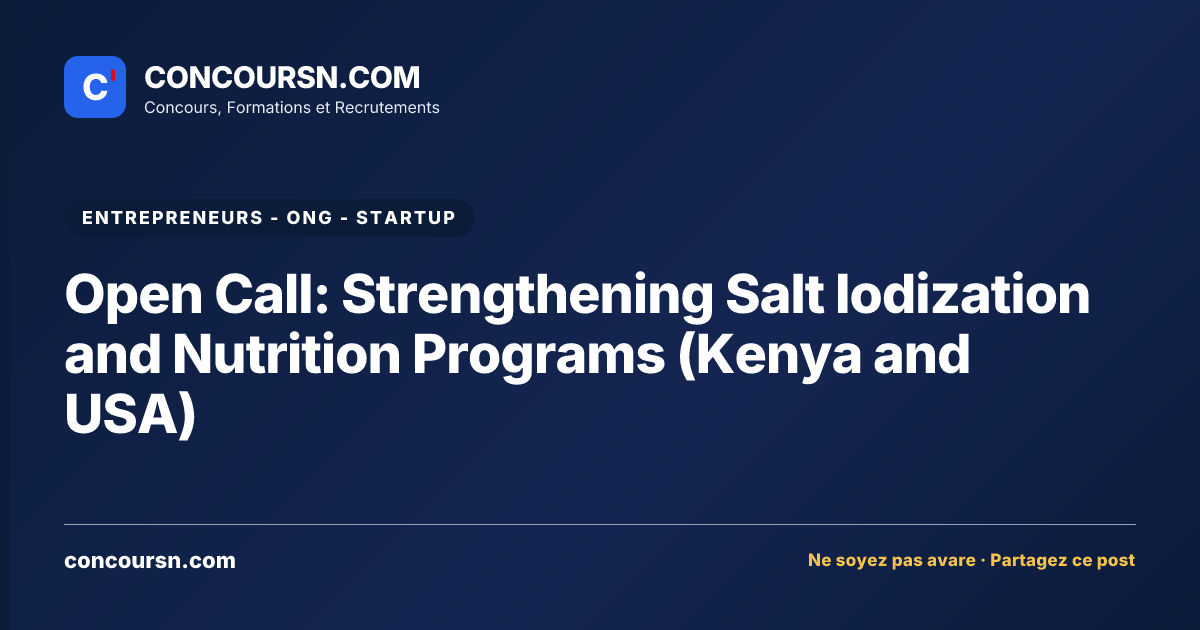 Illustration de l’article : Open Call: Strengthening Salt Iodization and Nutrition Programs (Kenya and USA)