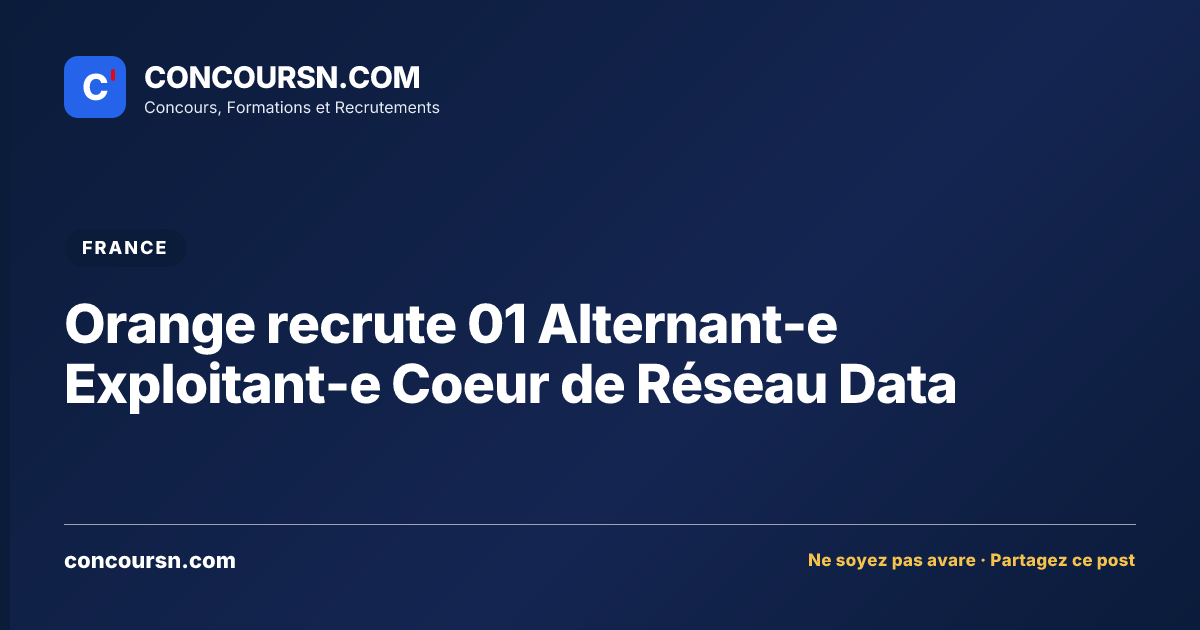 Illustration de l’article : Orange recrute 01 Alternant-e Exploitant-e Coeur de Réseau Data