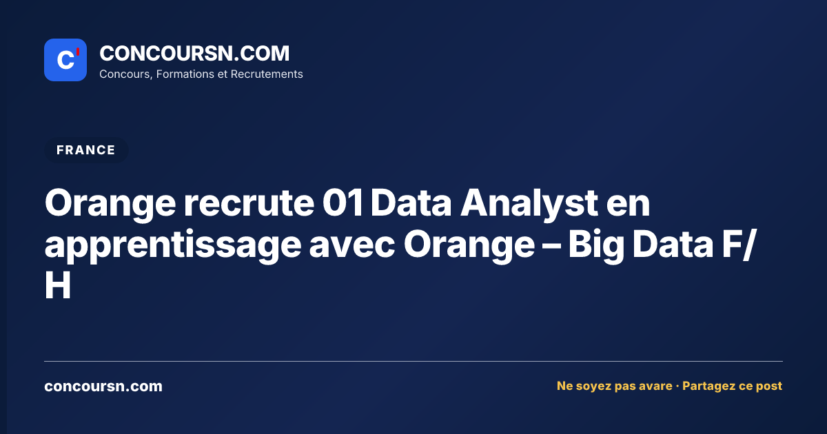 Illustration de l’article : Orange recrute 01 Data Analyst en apprentissage avec Orange – Big Data F/H