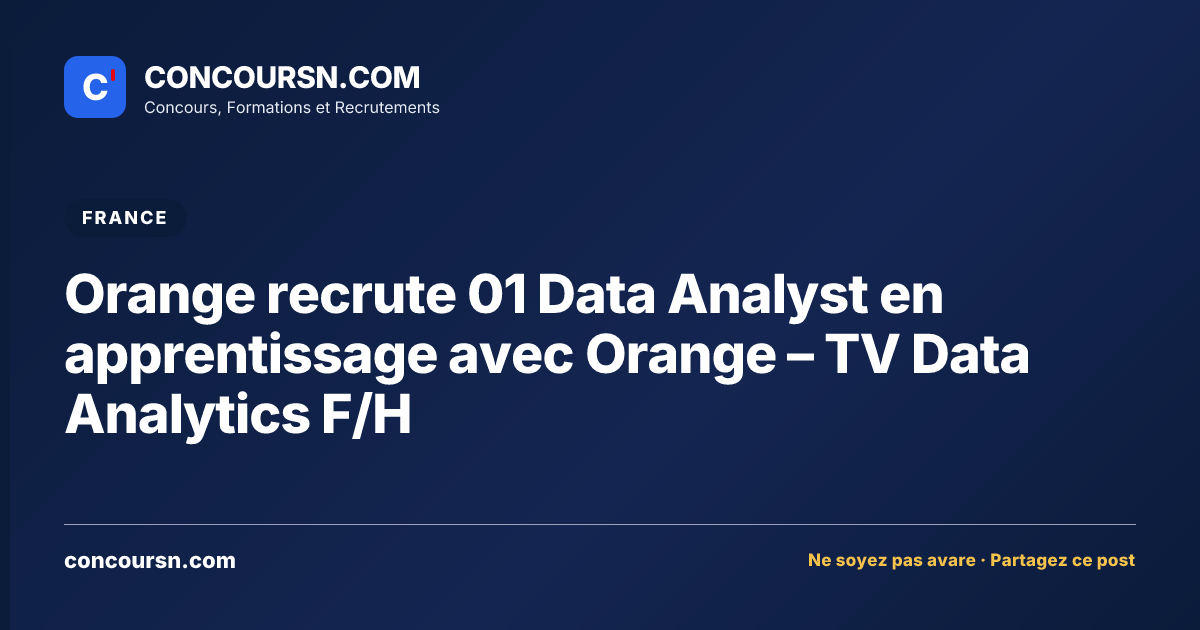 Illustration de l’article : Orange recrute 01 Data Analyst en apprentissage avec Orange – TV Data Analytics F/H