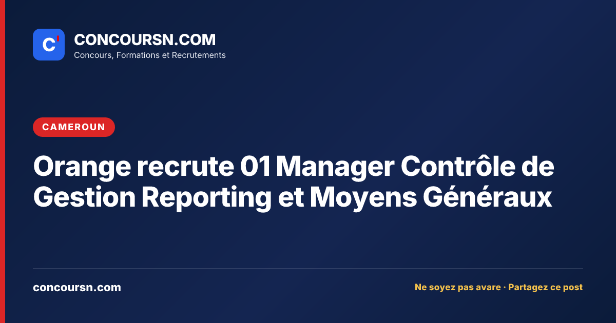 Illustration de l’article : Orange recrute 01 Manager Contrôle de Gestion Reporting et Moyens Généraux