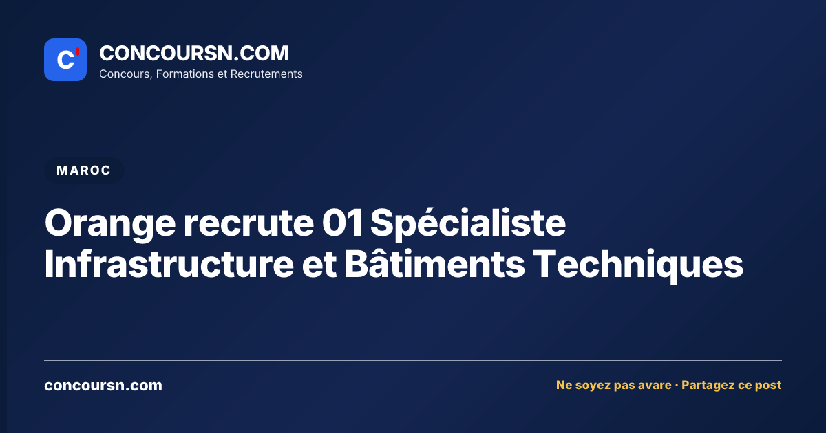 Illustration de l’article : Orange recrute 01 Spécialiste Infrastructure et Bâtiments Techniques