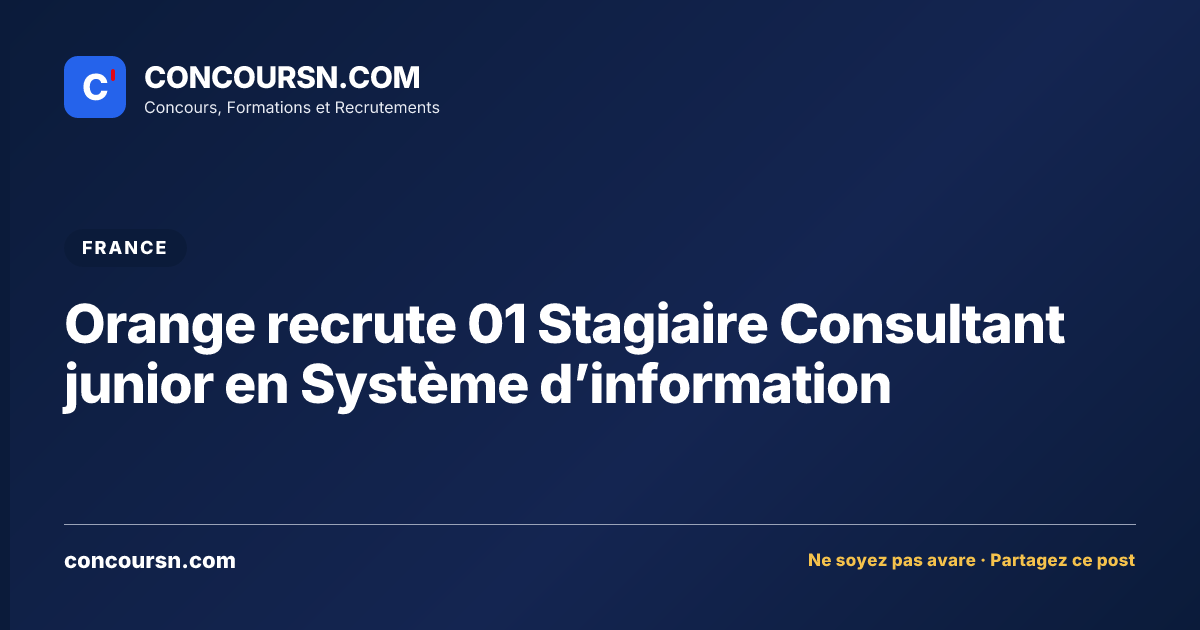 Illustration de l’article : Orange recrute 01 Stagiaire Consultant junior en Système d’information