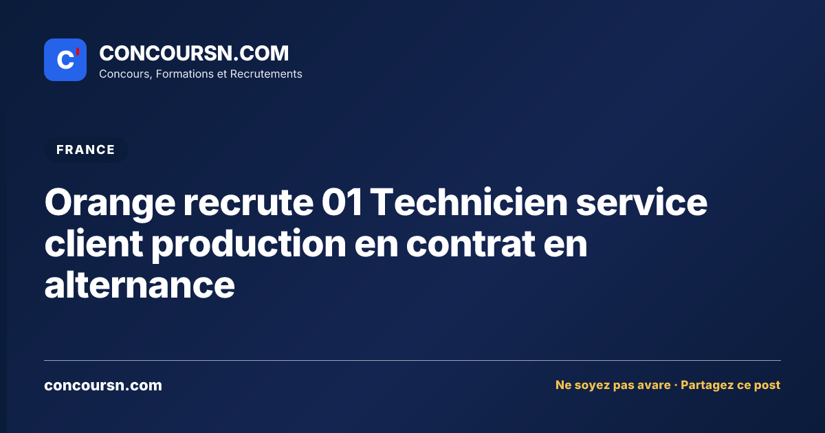 Illustration de l’article : Orange recrute 01 Technicien service client production en contrat en alternance