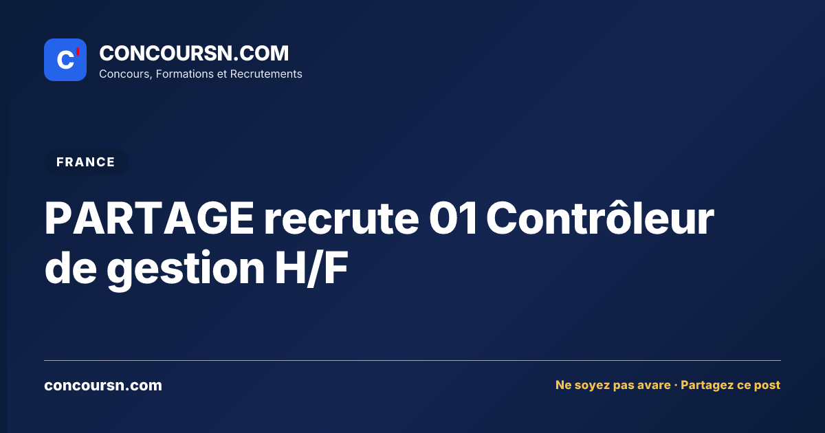Illustration de l’article : PARTAGE recrute 01 Contrôleur de gestion H/F