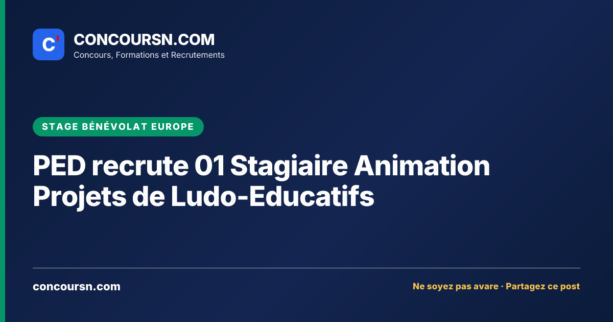 PED recrute 01 Stagiaire Animation Projets de Ludo-Educatifs