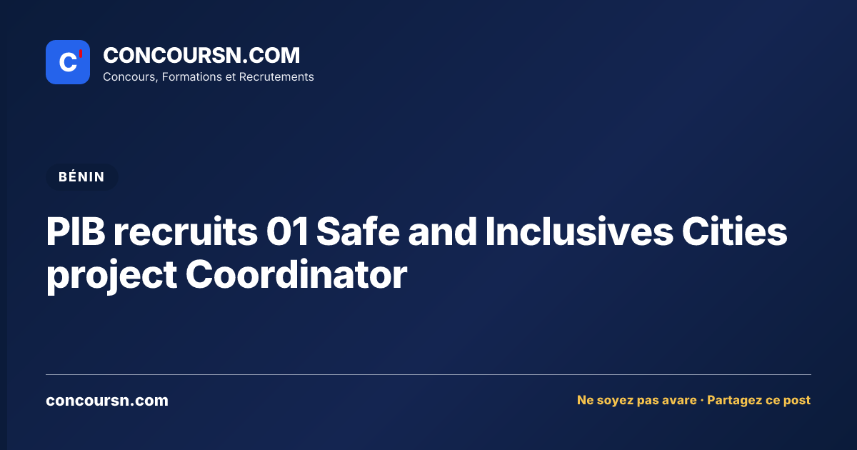 Illustration de l’article : PIB recruits 01 Safe and Inclusives Cities project Coordinator