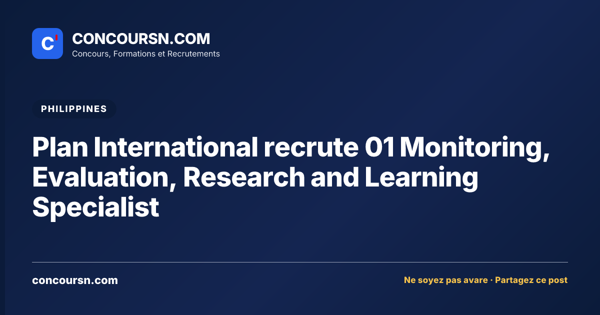 Illustration de l’article : Plan International recrute 01 Monitoring, Evaluation, Research and Learning Specialist