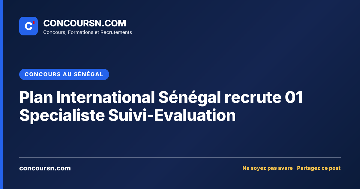 Illustration de l’article : Plan International Sénégal recrute 01 Specialiste Suivi-Evaluation