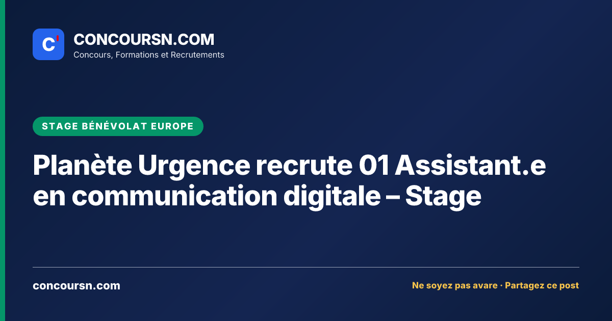 Illustration de l’article : Planète Urgence recrute 01 Assistant.e en communication digitale – Stage