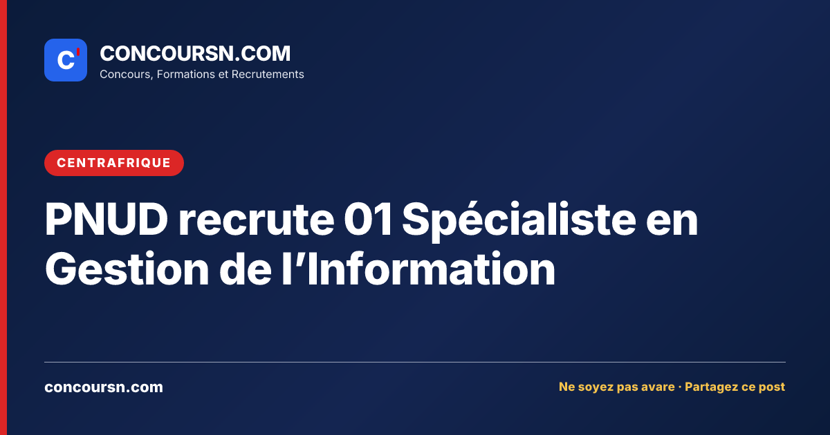 Illustration de l’article : PNUD recrute 01 Spécialiste en Gestion de l’Information