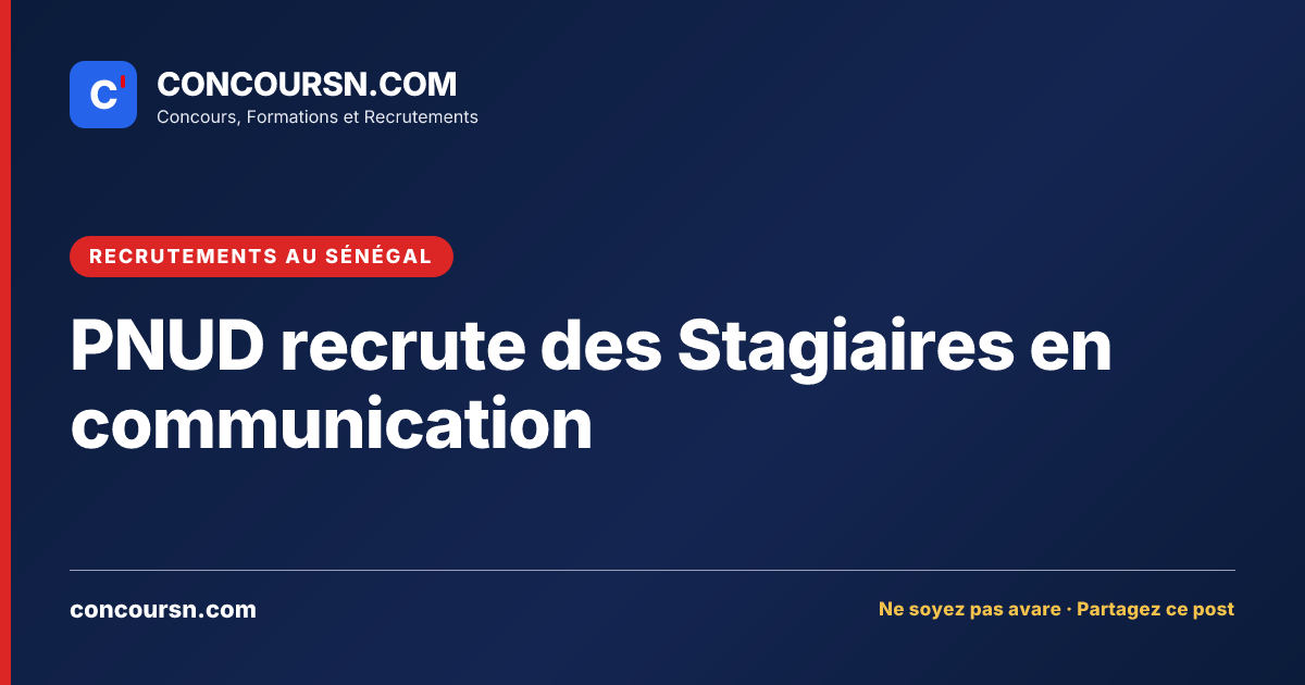 Illustration de l’article : PNUD recrute des Stagiaires en communication