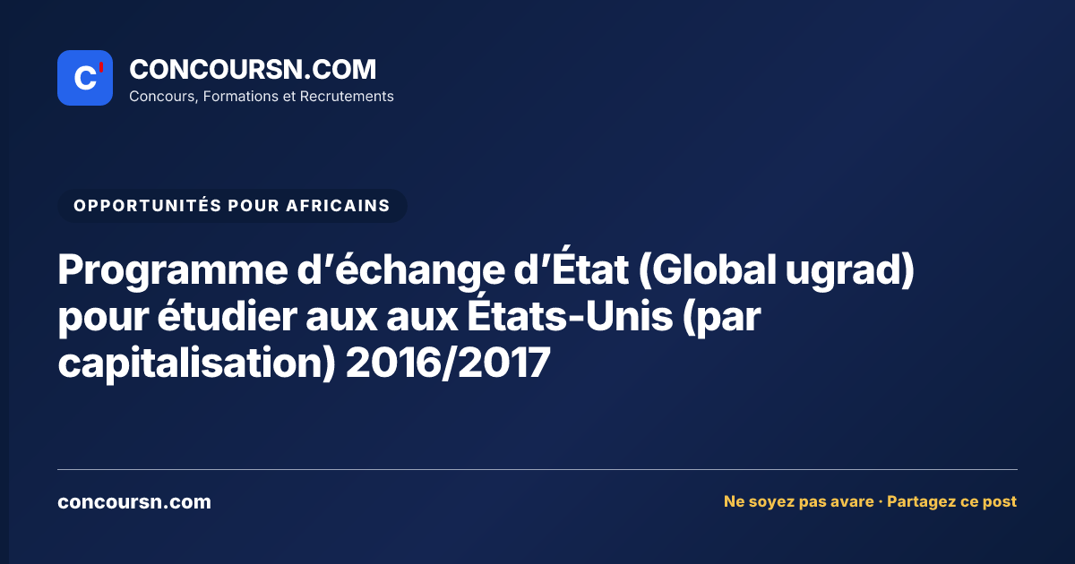 Illustration de l’article : Programme d’échange d’État (Global ugrad) pour étudier aux aux États-Unis (par capitalisation) 2016/2017
