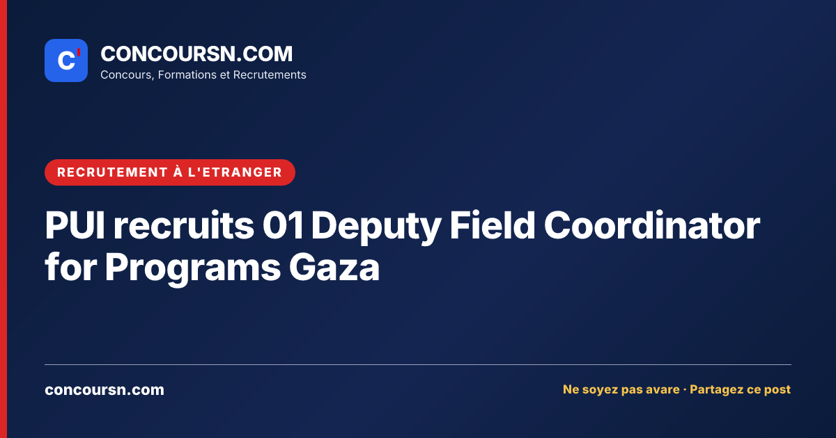 Illustration de l’article : PUI recruits 01 Deputy Field Coordinator for Programs Gaza