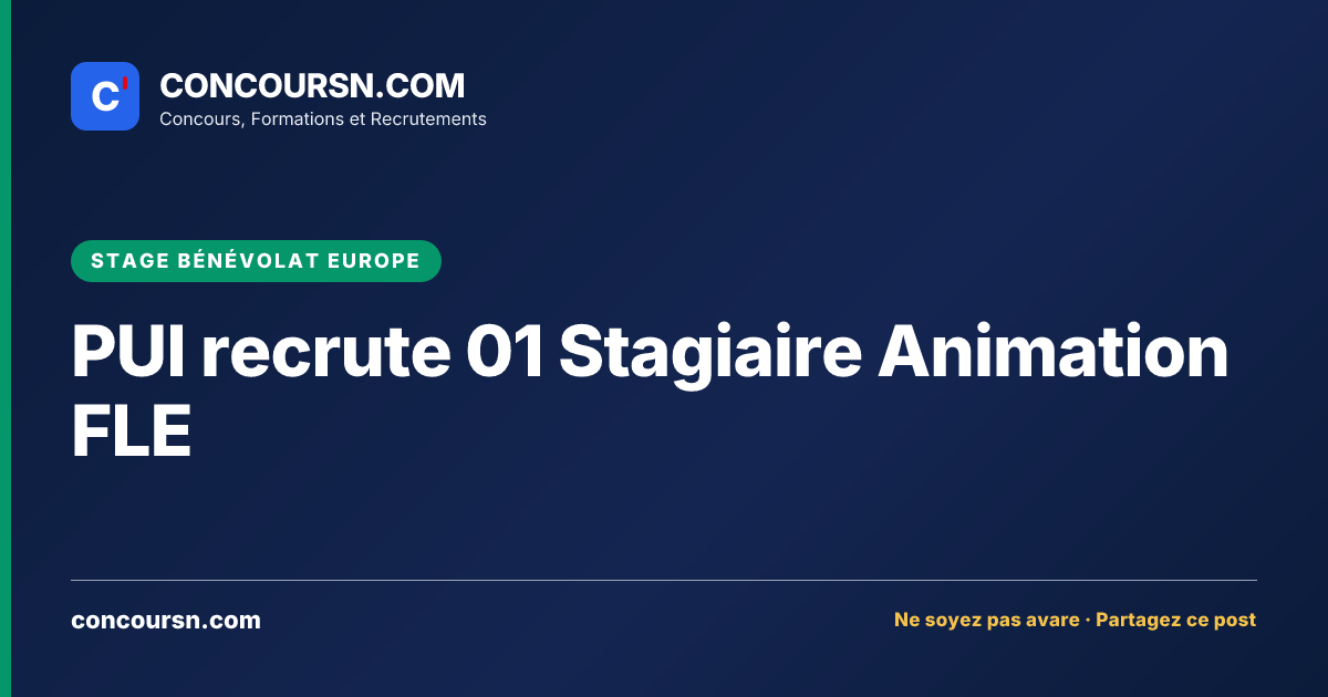 Illustration de l’article : PUI recrute 01 Stagiaire Animation FLE