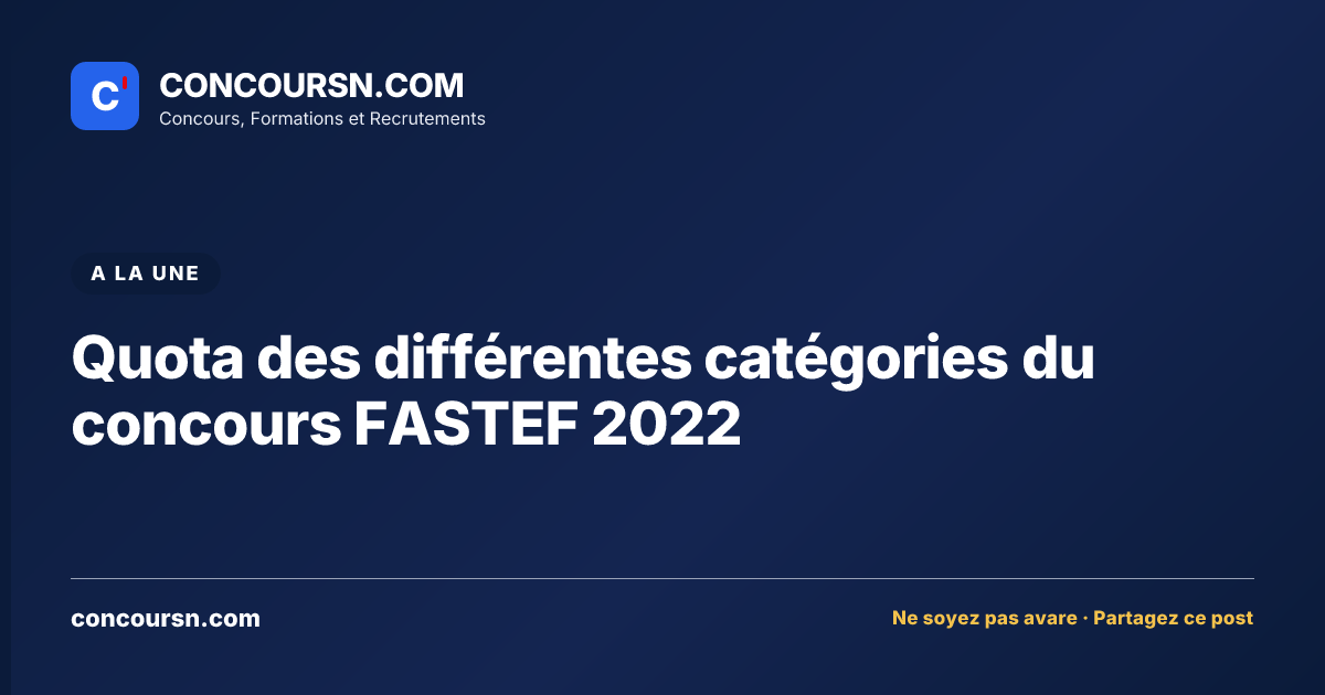Illustration de l’article : Quota des différentes catégories du concours FASTEF 2022