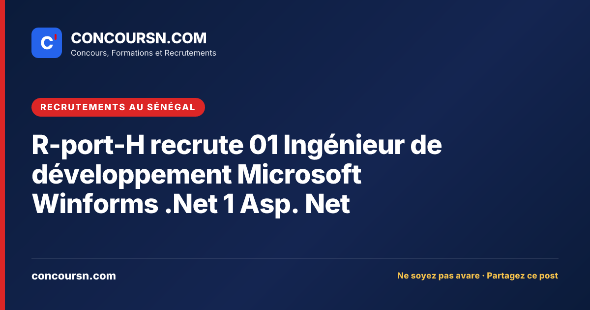 Illustration de l’article : R-port-H recrute 01 Ingénieur de développement Microsoft Winforms .Net 1 Asp. Net