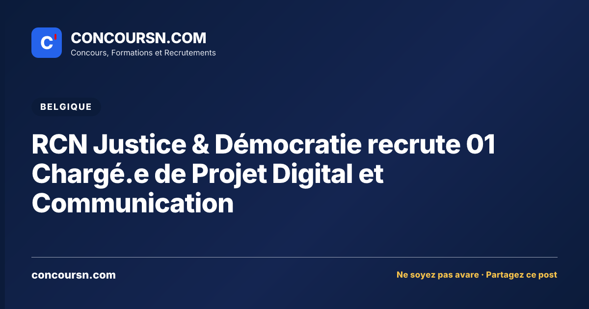 Illustration de l’article : RCN Justice & Démocratie recrute 01 Chargé.e de Projet Digital et Communication