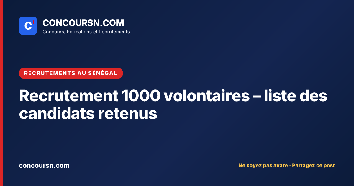 Illustration de l’article : Recrutement 1000 volontaires – liste des candidats retenus