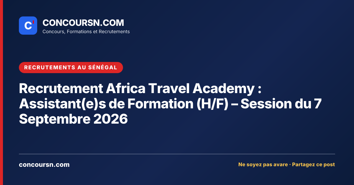 Illustration de l’article : Recrutement Africa Travel Academy : Assistant(e)s de Formation (H/F) – Session du 7 Septembre 2026