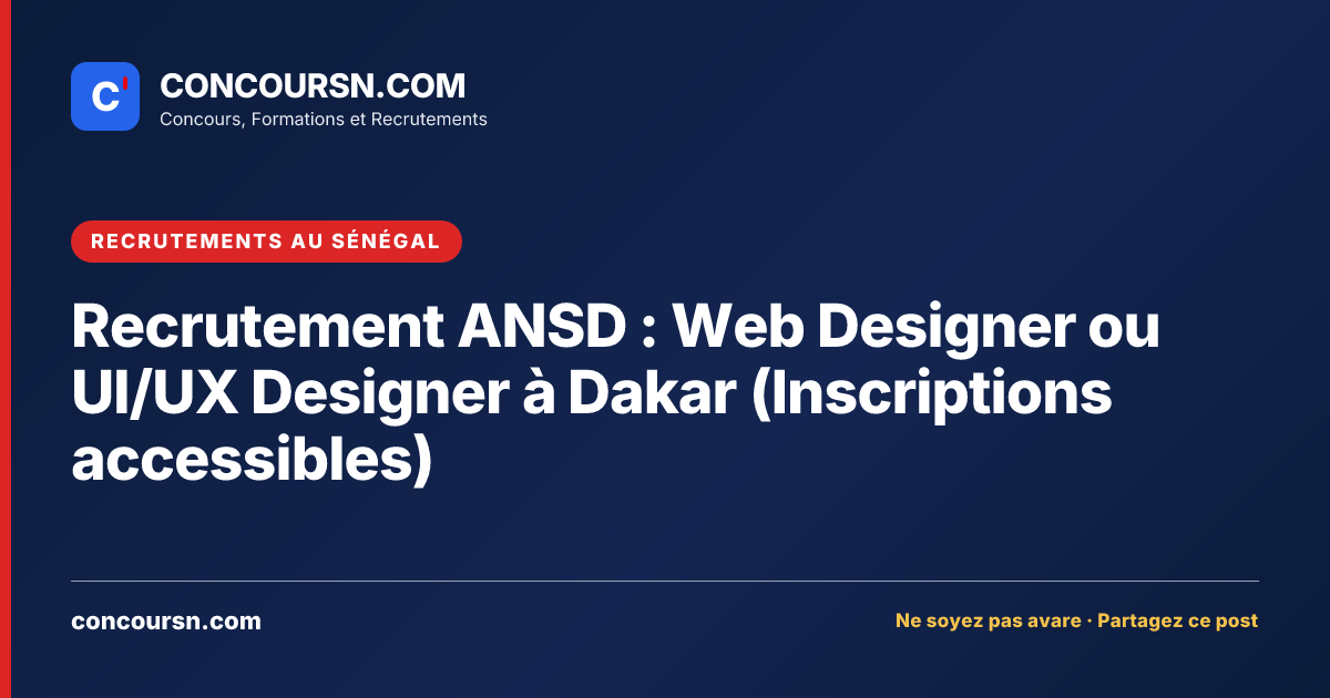 Illustration de l’article : Recrutement ANSD : Web Designer ou UI/UX Designer à Dakar (Inscriptions accessibles)